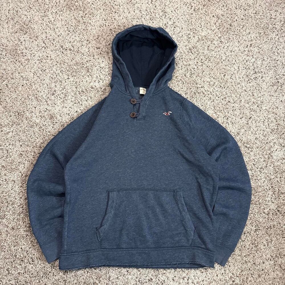 Hollister-co Men's Blue and Navy Hoodie